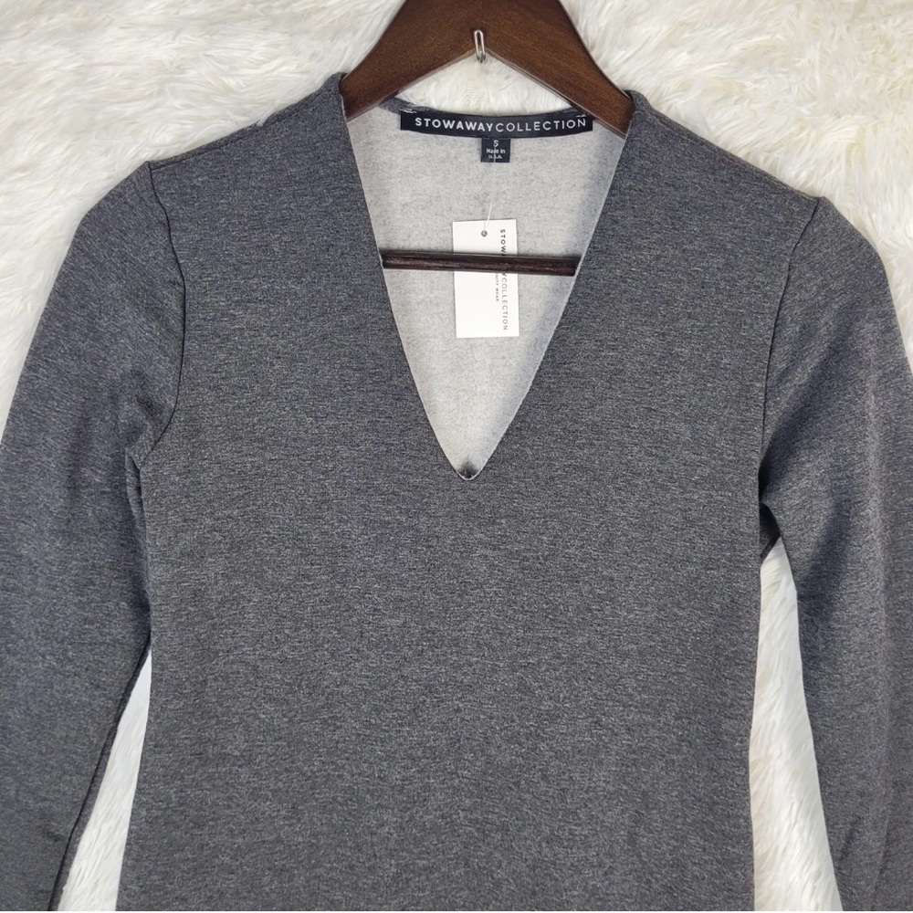 Stowaway Maternity Gray Long Sleeve Wrap Slit Dress Size S - Picture 2 of 8